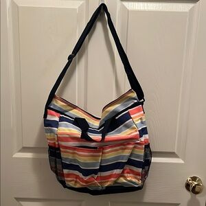 Blue and Red Shoulder Bag with Casual Hobo Design